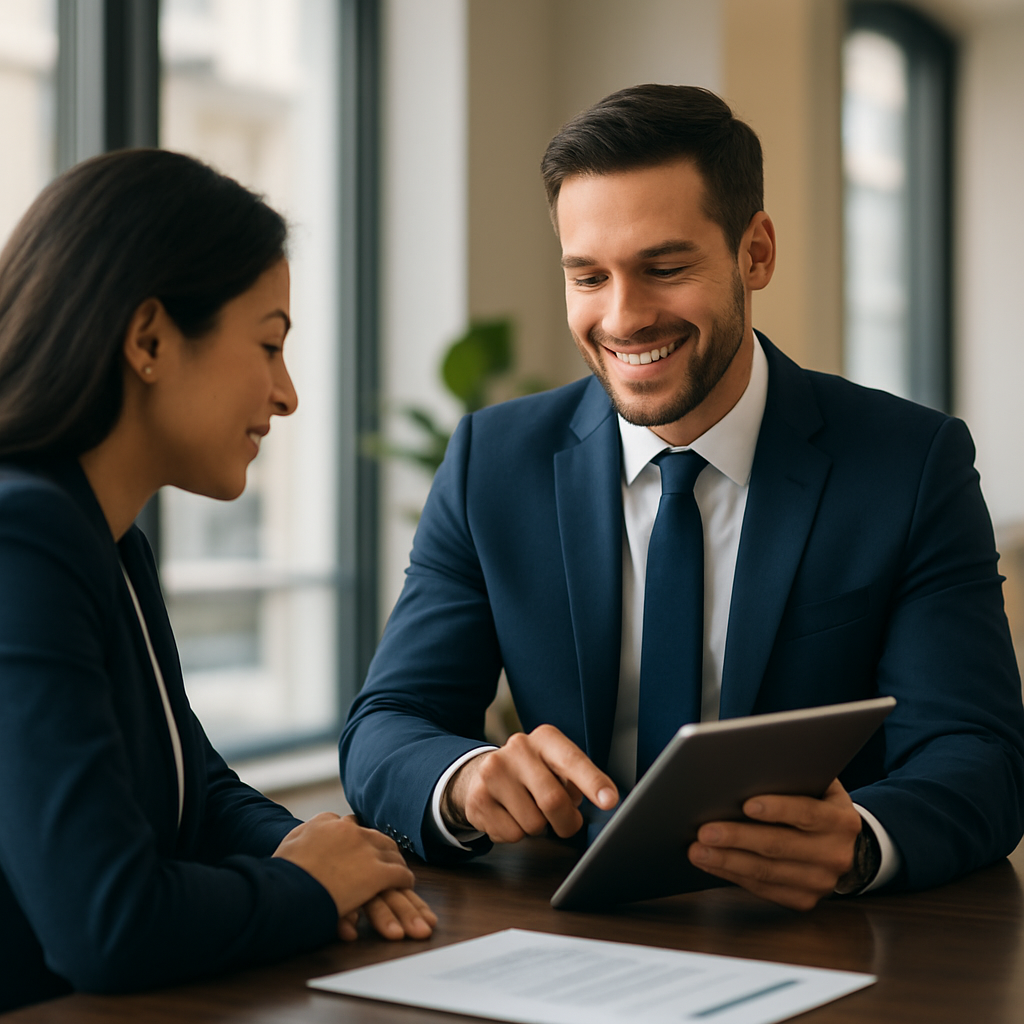 Especialista da Libert Investimentos em atendimento consultivo a um cliente